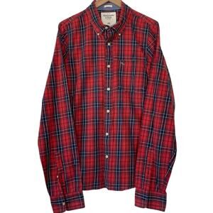 Abercrombie‎ & Fitch Mens Plaid Shirt Muscle Cabincore Gorpcore Button Up 2XL